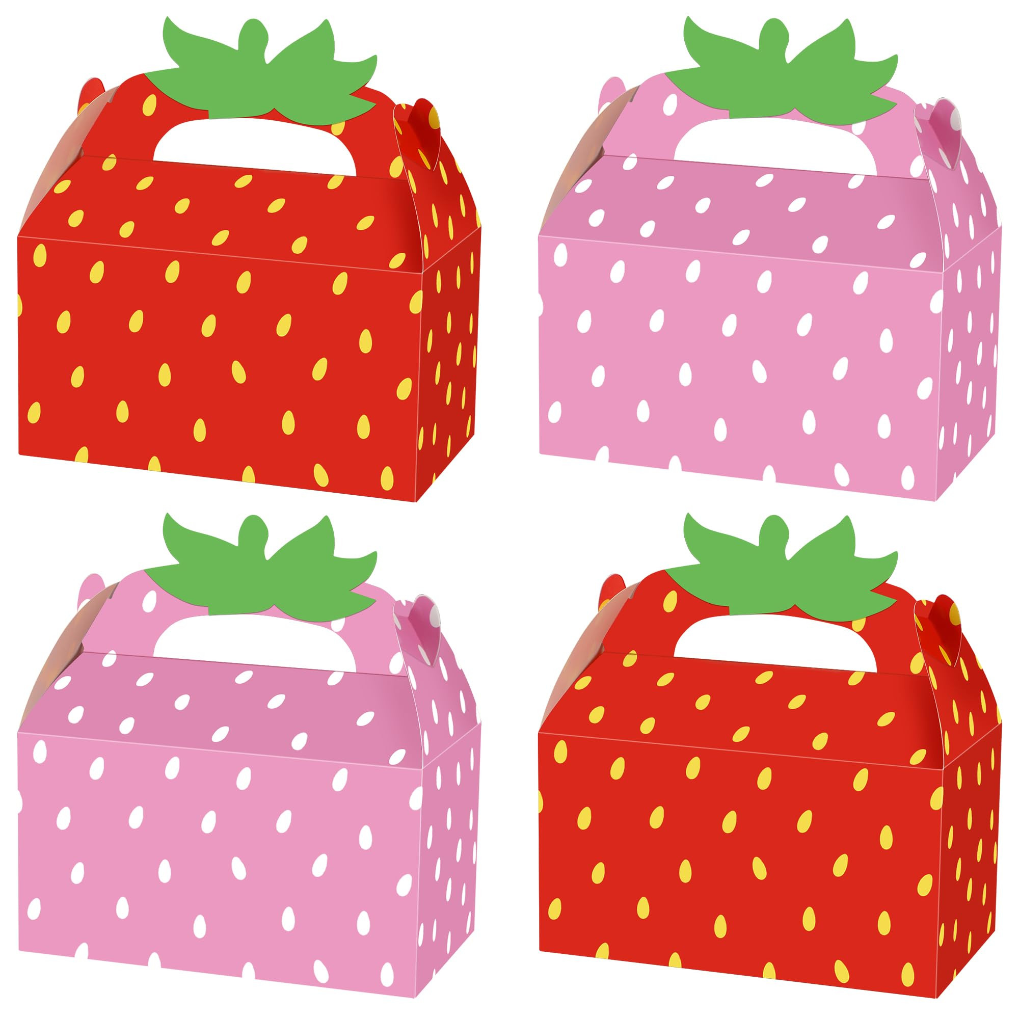 24 PCS Strawberry Party Favor Box Strawberries Gift Boxes Cute Fruit Candy Treat Box Red Pink Ber... | Amazon (US)