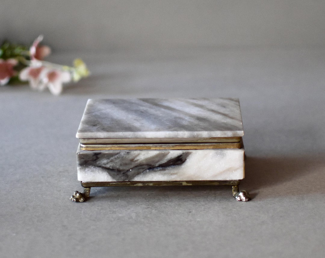 Vintage Marble Stone Jewelry Box Trinket Box Women's Gift Gilded Jewelry Box Retro Jewelry Storag... | Etsy (US)