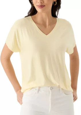 Wonderly Women's Short Sleeve Luxe V-Neck T-Shirt, Yellow, X-Large | Belk