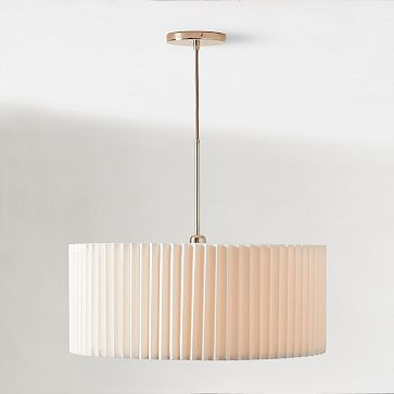 Short Drum Pendant - White Pleated | West Elm (US)