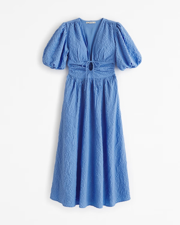 Women's Tie-Front Textured Maxi Dress | Women's Dresses & Jumpsuits | Abercrombie.com | Abercrombie & Fitch (US)