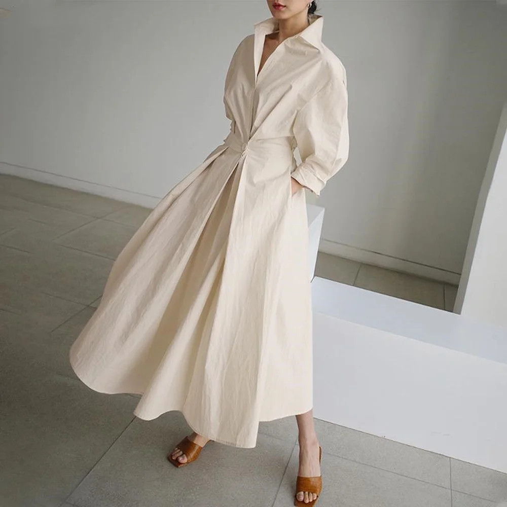 Liveday Women Long Sleeve Dress High Waist Casual Long Shirt Dress | Walmart (US)
