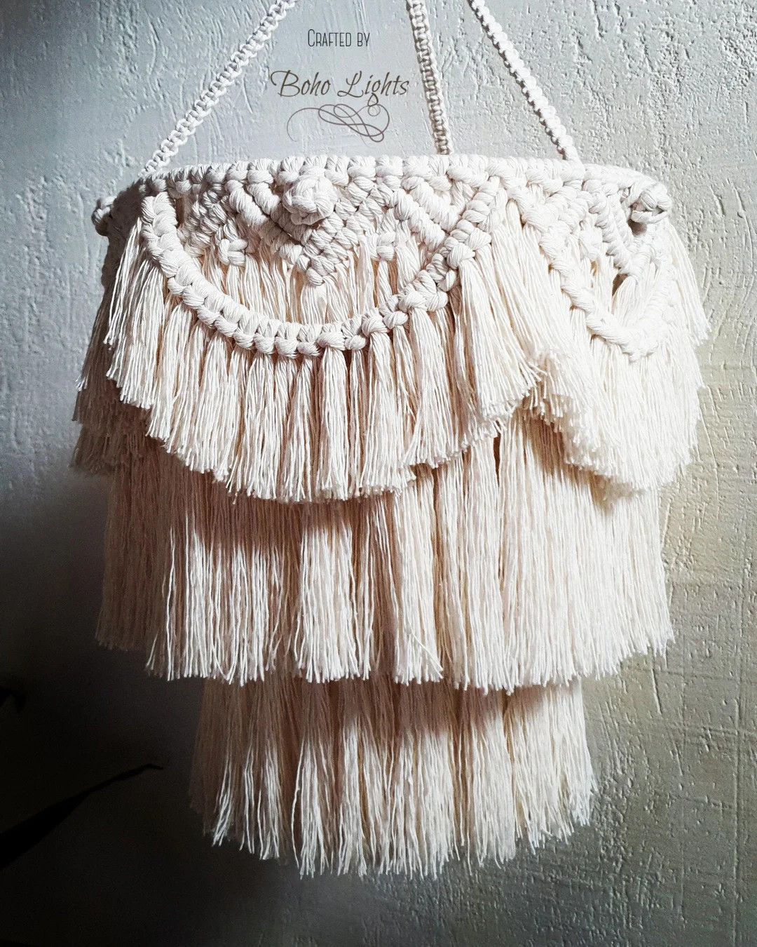 Boho Light. Fringe Chandelier. Macrame Lamp Shade, Macrame Chandelier, Bohemian Lamp Shade, Bohem... | Etsy (US)