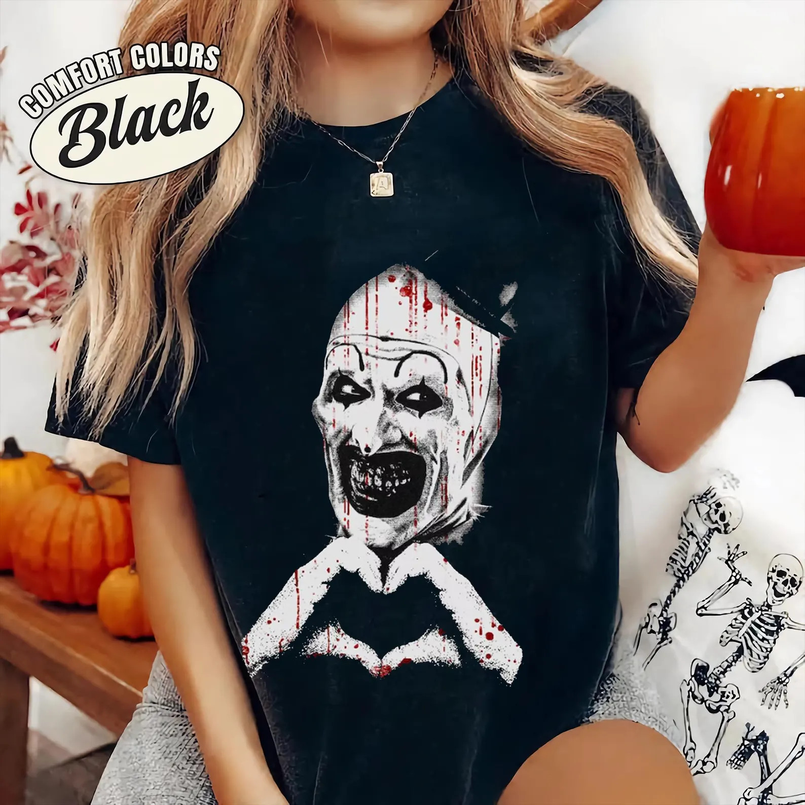 Art The Clown Terrifier Shirt, Scary Horror Clown Shirt, Creepy Heart Hands Tee, Spooky Slasher F... | Etsy (Global)