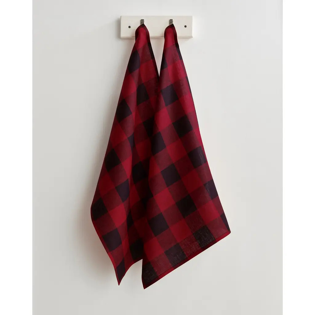 Solino Home Linen Kitchen Towels Set of 2, 16.5 x 26.5 Inch for Dining Table, Holiday and Everyday Table Decor - Buffalo Check in Red And Black at | Nordstrom
