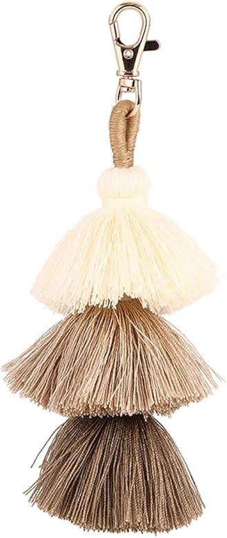 ZOONAI Women Colorful Tassels Charm Keychain Car Keyring Holder Bag Wallet Purse | Amazon (US)