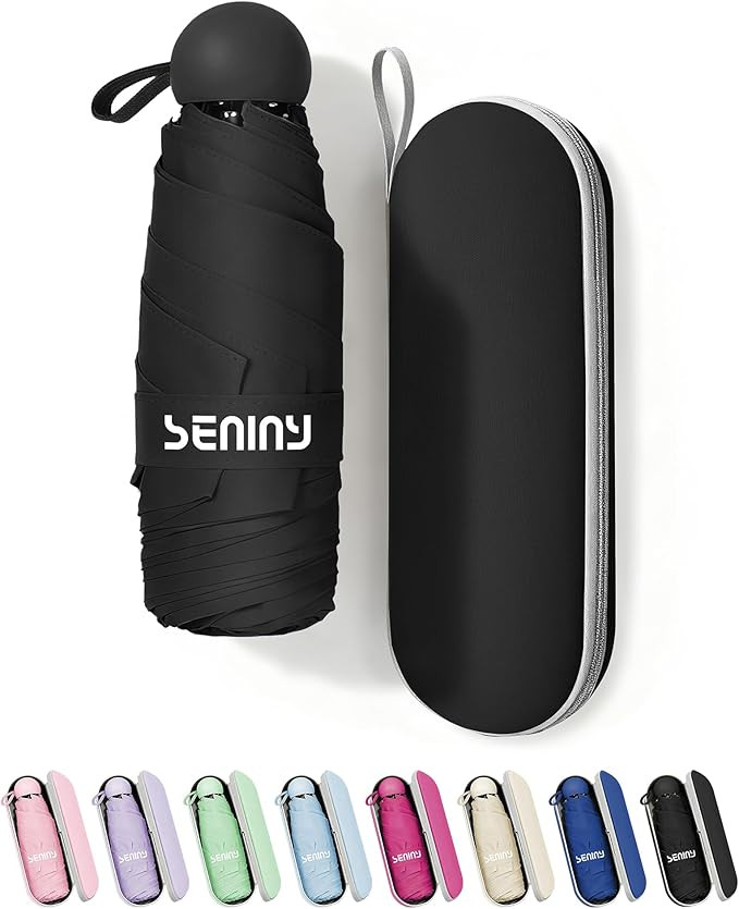 Seniny Mini Portable Travel Umbrella with Case - Compact Umbrellas for Rain & Sun UV Protection f... | Amazon (US)