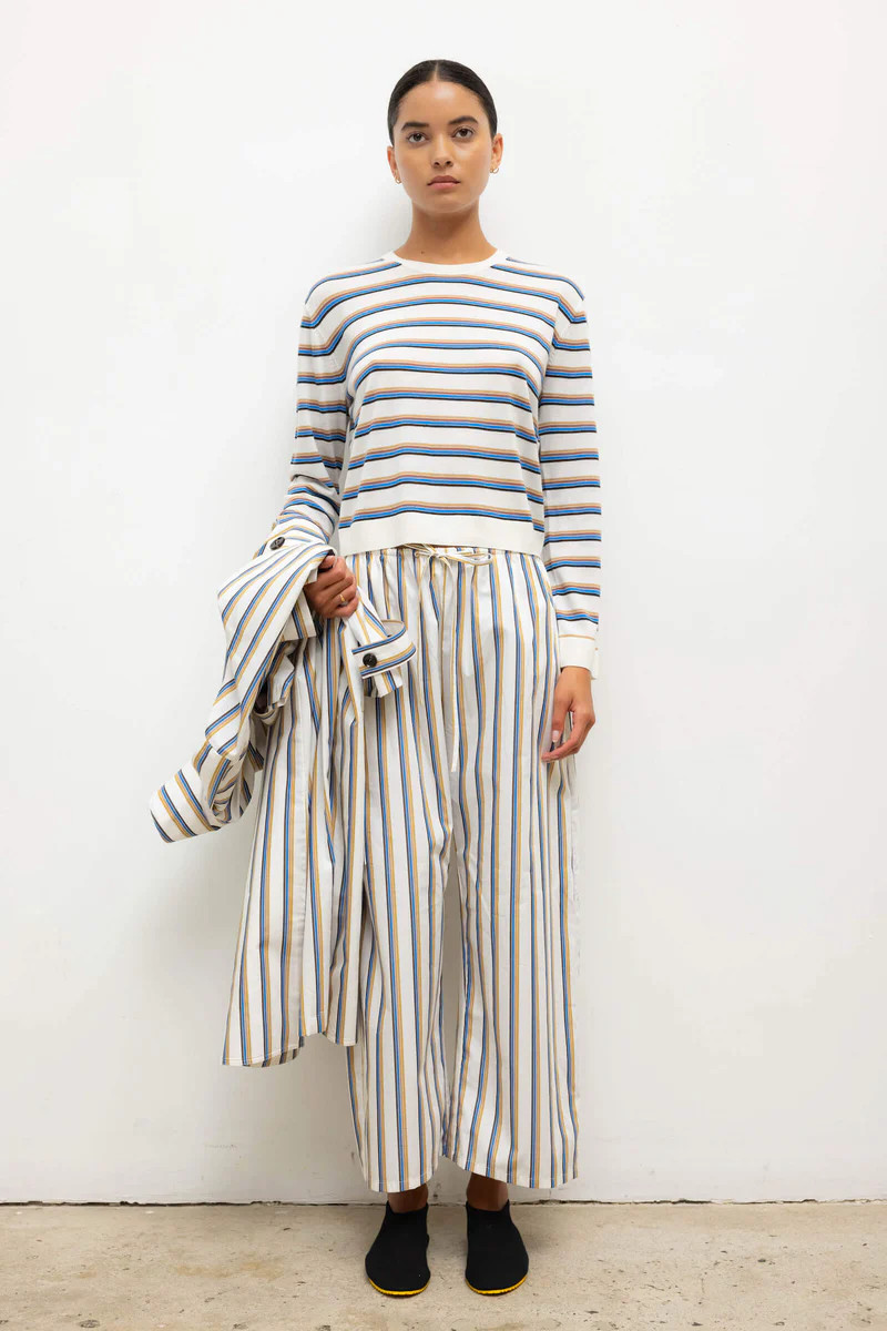 Yoshi Stripe Crop Drawstring Pant | LESET