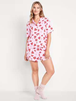 Sunday Sleep Knit Jersey Short Set | Old Navy (US)