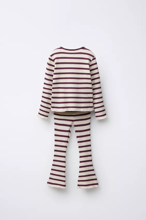 RIBBED STRIPED T-SHIRT AND FLARE LEGGINGS SET | Zara US