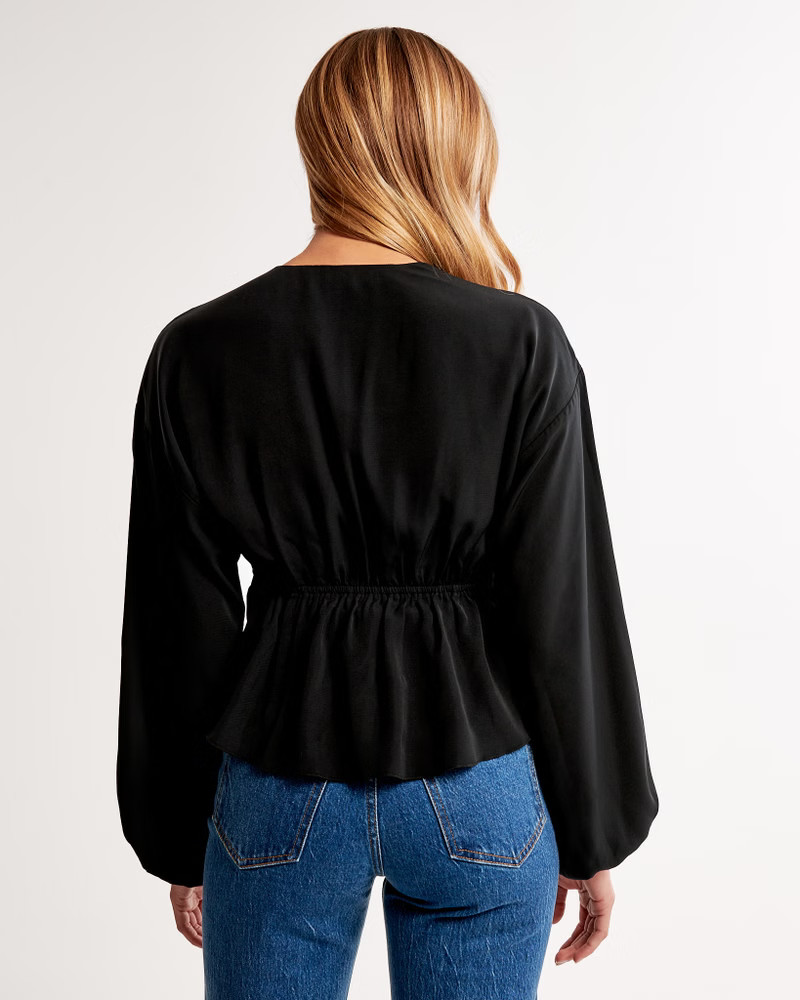 Faux Silk Puff Sleeve Top | Abercrombie & Fitch (US)