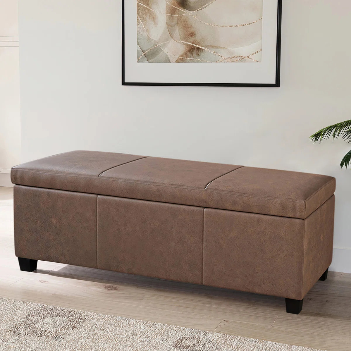 Aiyahna 46.85" Wide Rectangle Upholstered Storage Ottoman | Wayfair North America