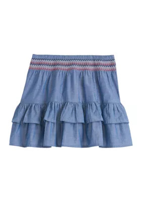 Girls 4-6x End on End Woven Ruffle Skirt | Belk