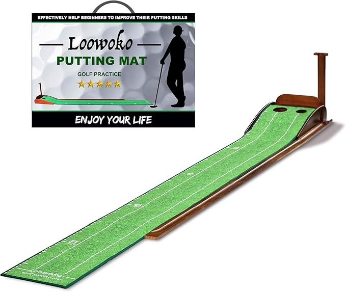 Loowoko Indoor Putting Green with Ball Return, Golf Practice Training Equipment Putting Mat for H... | Amazon (US)
