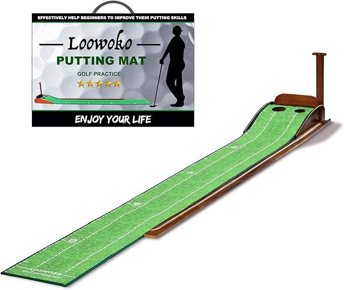 Loowoko Indoor Putting Green with Ball Return, Golf Practice Training Equipment Putting Mat for H... | Amazon (US)