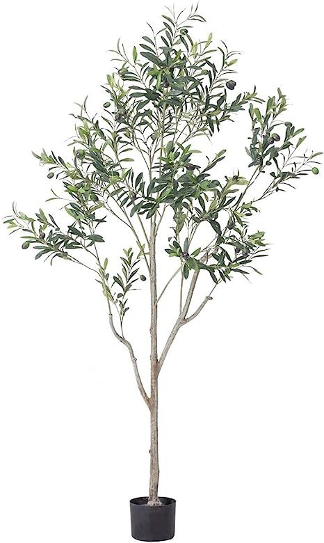 Bluecho 6FT Faux Olive Tree Potted Silk Artificial Fruit Plants Trees in Pots for Home Decor Indo... | Amazon (US)