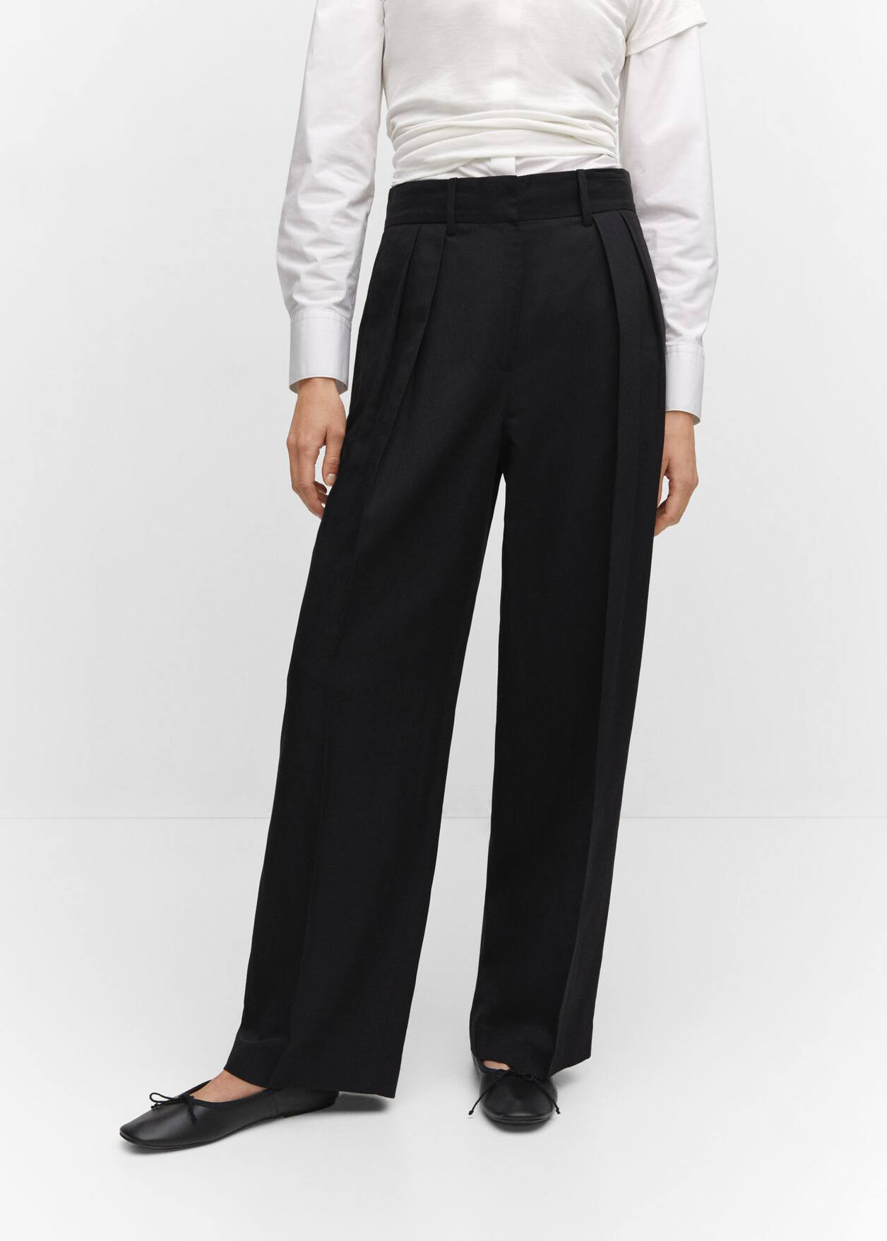 Wideleg pleated pants -  Women | Mango USA | MANGO (US)