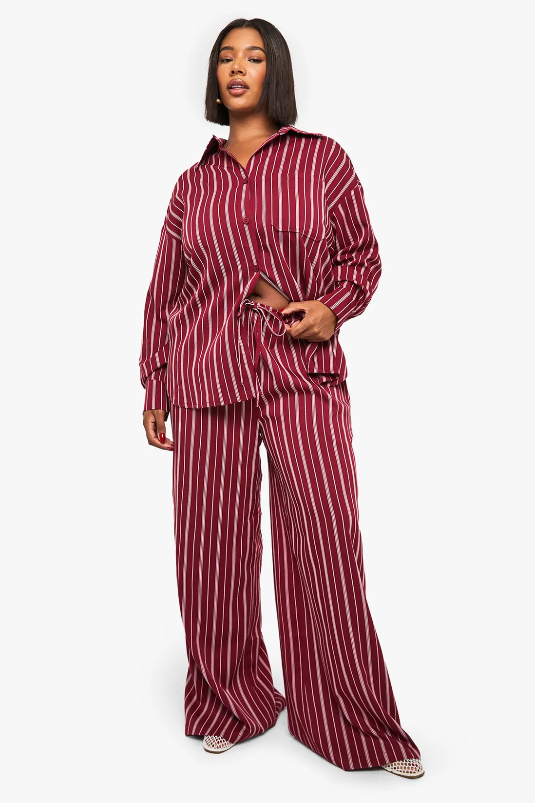 Plus Pinstripe Wide Leg Trouser | Boohoo.com (UK & IE)