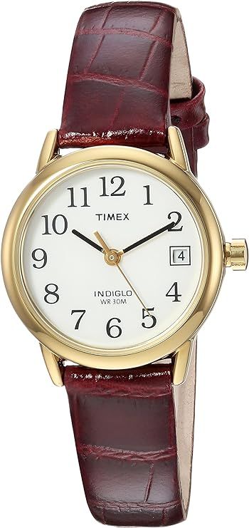 Timex Women's TW2R63400 Easy Reader 25mm Burgundy Croco Pattern Leather Strap Watch | Amazon (US)