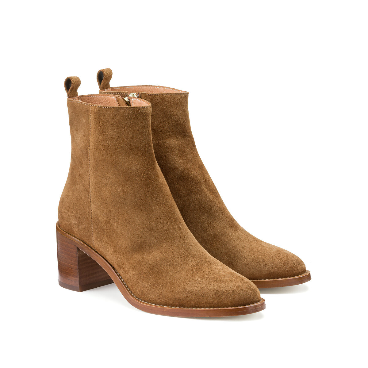 Suede Ankle Boots with Block Heel | La Redoute (UK)
