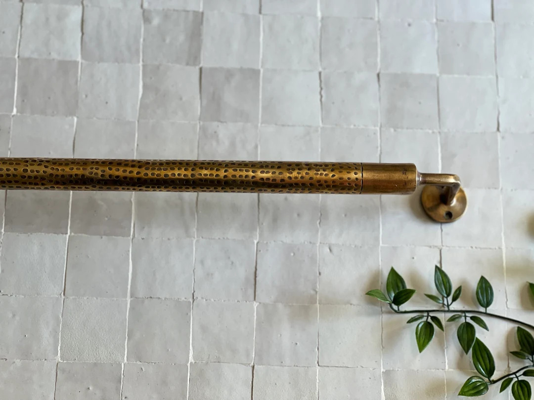 Brass Towel Bar | Bronze Brass Towel Bar for Bathroom | Antique Towel Bar | Hammered Bathroom Tow... | Etsy (US)