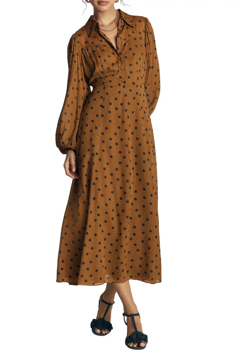 Boden Painted Dot Sheer Yoke Shirt Dress (Women) | Nordstrom | Nordstrom