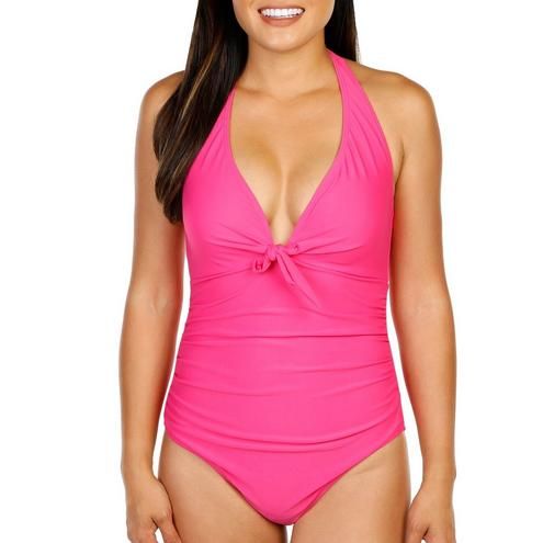 Women's Solid One Piece Swimsuit - Pink-Pink-1195365471668   | Burkes Outlet | bealls