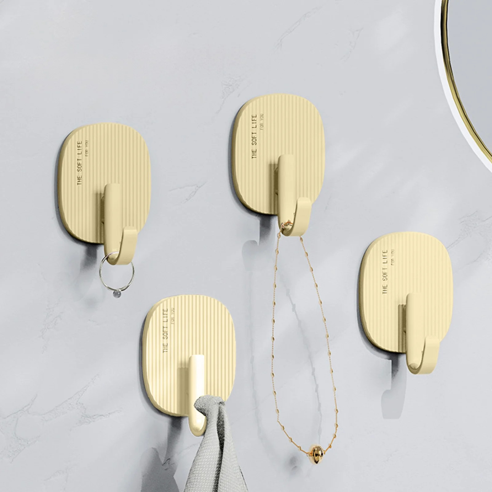 COM1950s Cream Style Adhesive Hooks,Damage Free Hooks for Wall Door,4 Pack Heavy Duty Command Hoo... | Walmart (US)