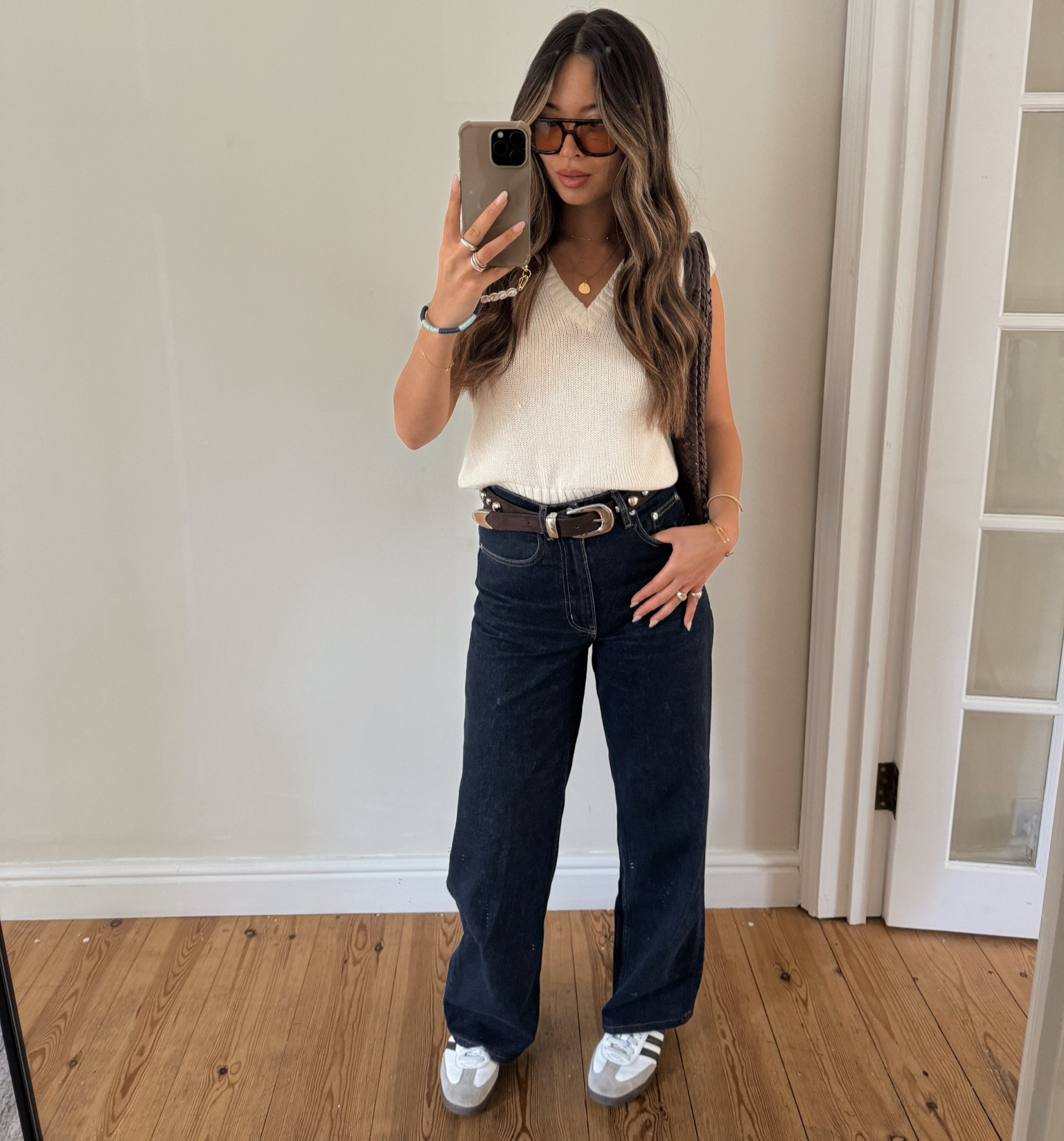 A little 70s moment (jeans are my LARK jeans from arket/ old now) knit is zara so have linked alternatives #LTKxARKET
