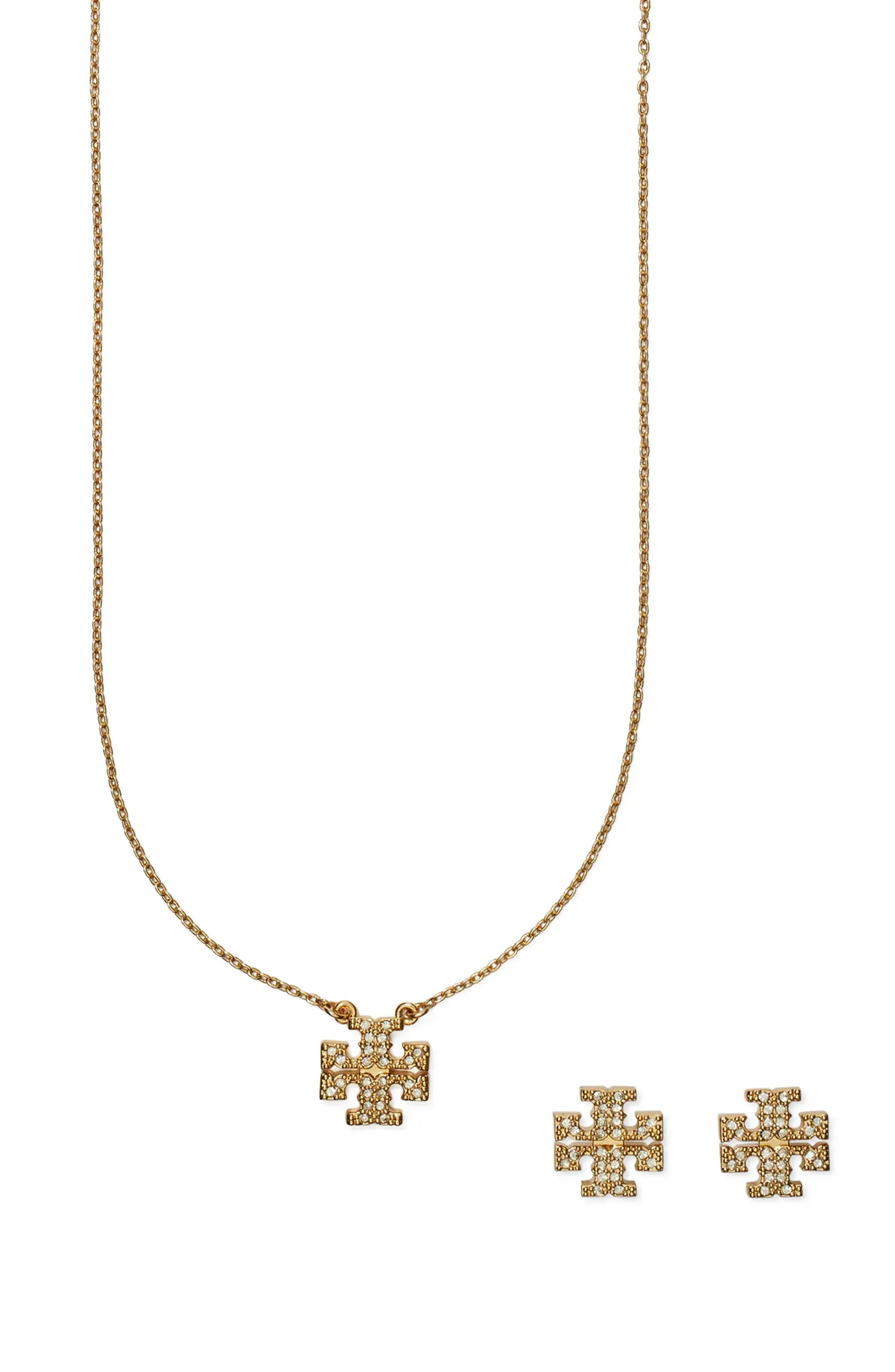Kira Pavé Pendant Necklace & Stud Earrings Set | Nordstrom