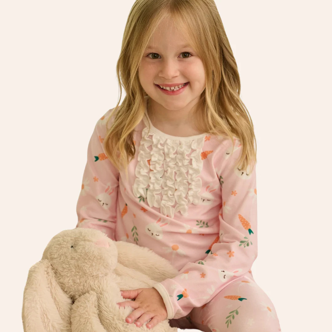 Girls Easter Ruffle Buttflap Pajama | Little Cottage Boutique