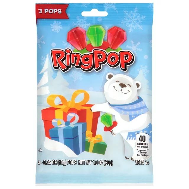 Ring Pop Christmas 3 Count Bag - Oversized Candy Jewelry | Walmart (US)