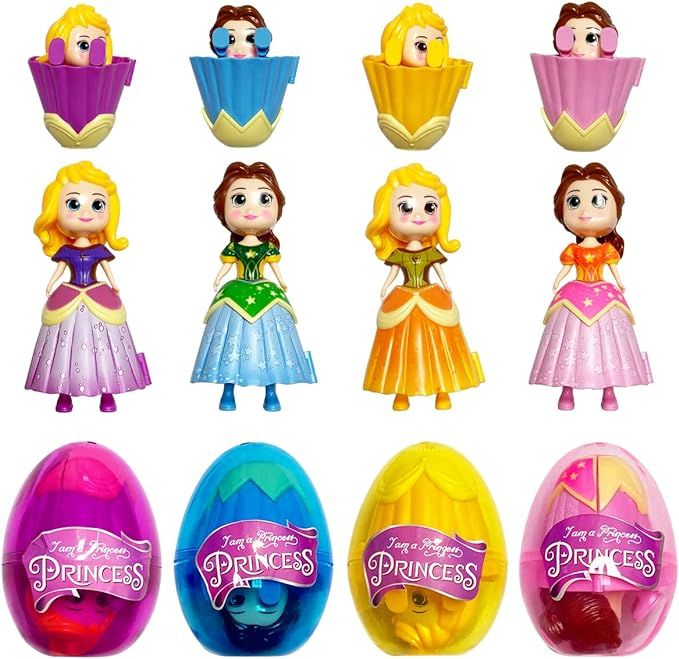 QINGQIU 4 Pack Jumbo Princess Deformation Prefilled Easter Eggs with Toys Inside for Kids Girls B... | Amazon (US)
