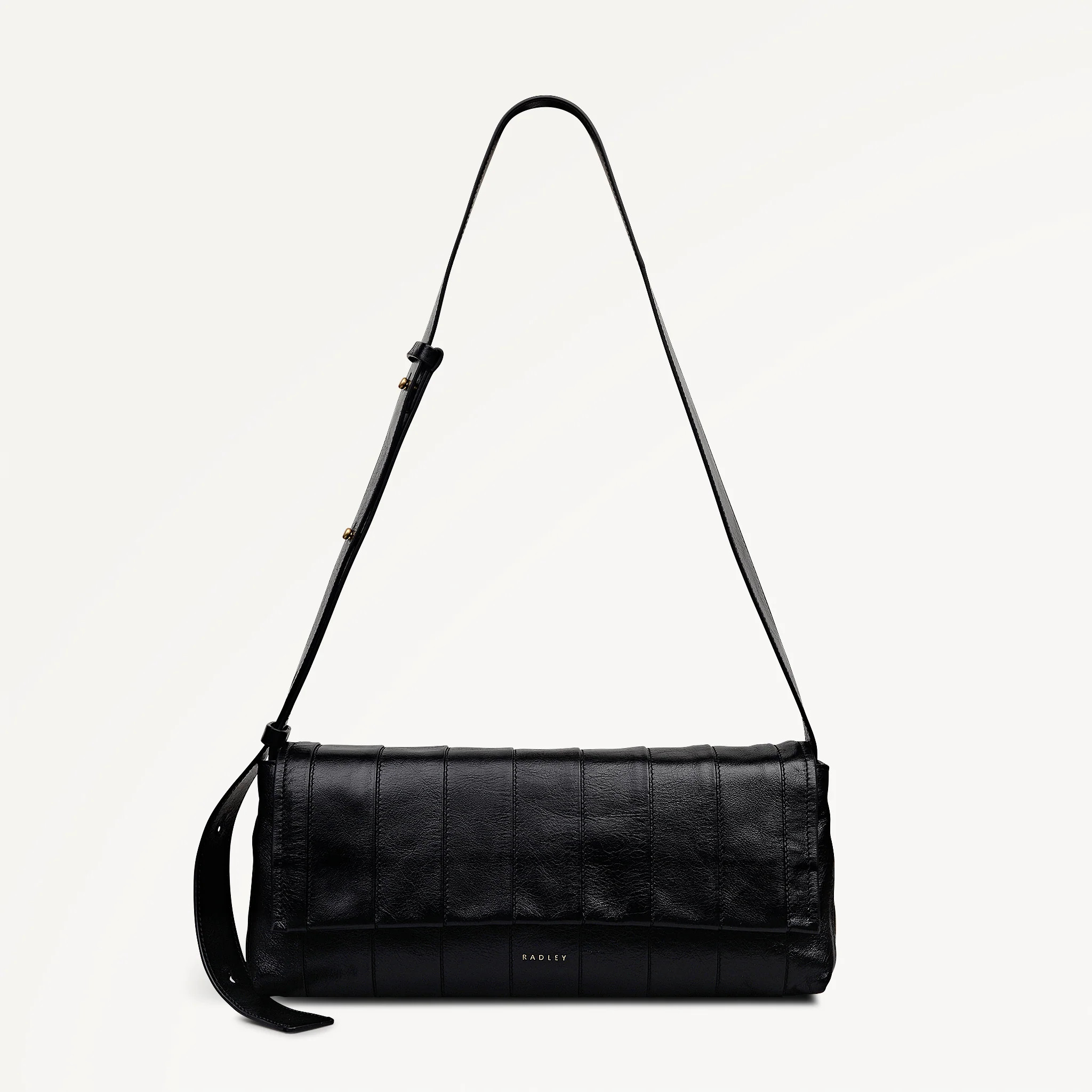 The Annabel - Stripe Medium Flapover Shoulder Black - 113072 | Radley London US