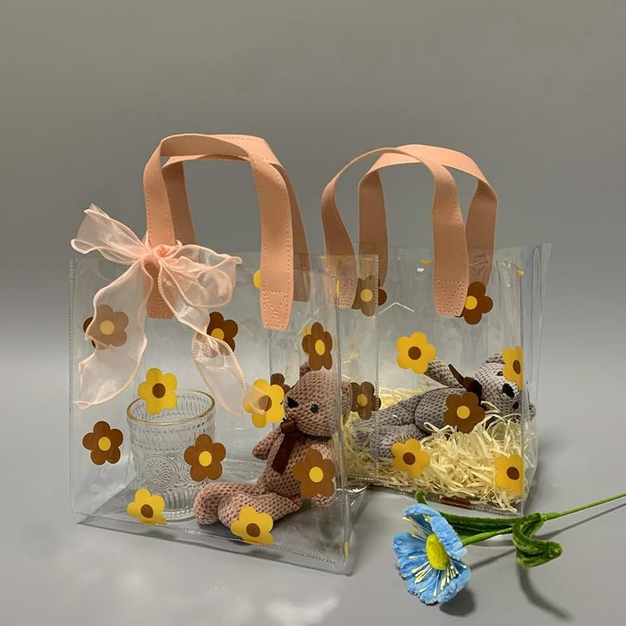 YMASELA Clear Gift Wrap Bag with Handles(2pcs, 9.8X 8.7X5.5'') Heavy Duty Plastic Waterproof Gift... | Amazon (US)