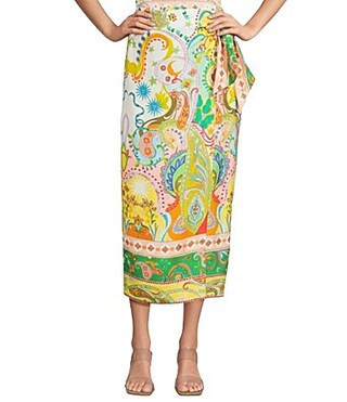 Antonio Melani Anna Coordinating Linen Blend Midi Scarf Faux Wrap Skirt - 0 | Dillard's