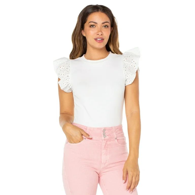 Celebrity Pink Juniors Flutter Sleeve Bodysuit - Walmart.com | Walmart (US)