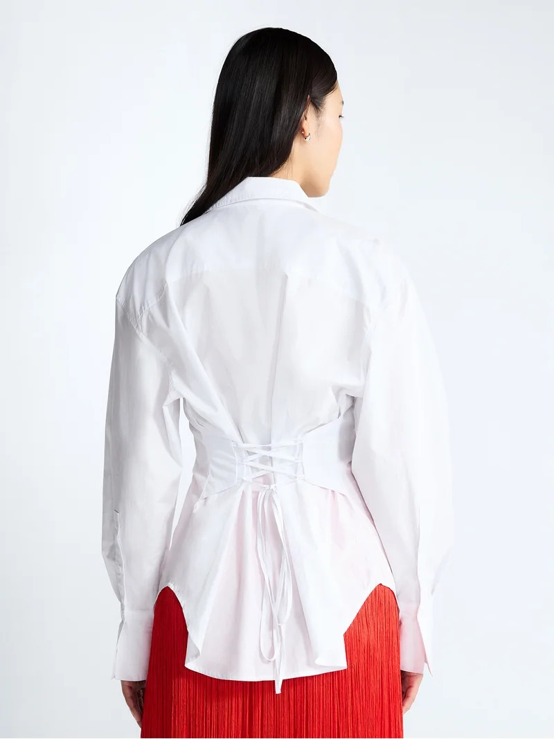 Devil Wears Prada Scoop Collection Women's and Women's Plus Lace Up Cotton Shirt, Sizes XS-4X | Walmart (US)