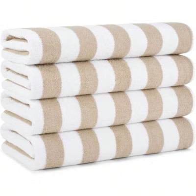 Beach Towel, 4 - Pack, Large Soft Quick - Dry Cotton Terry Towels, 30x70 in, Beige Beige Standard | Target