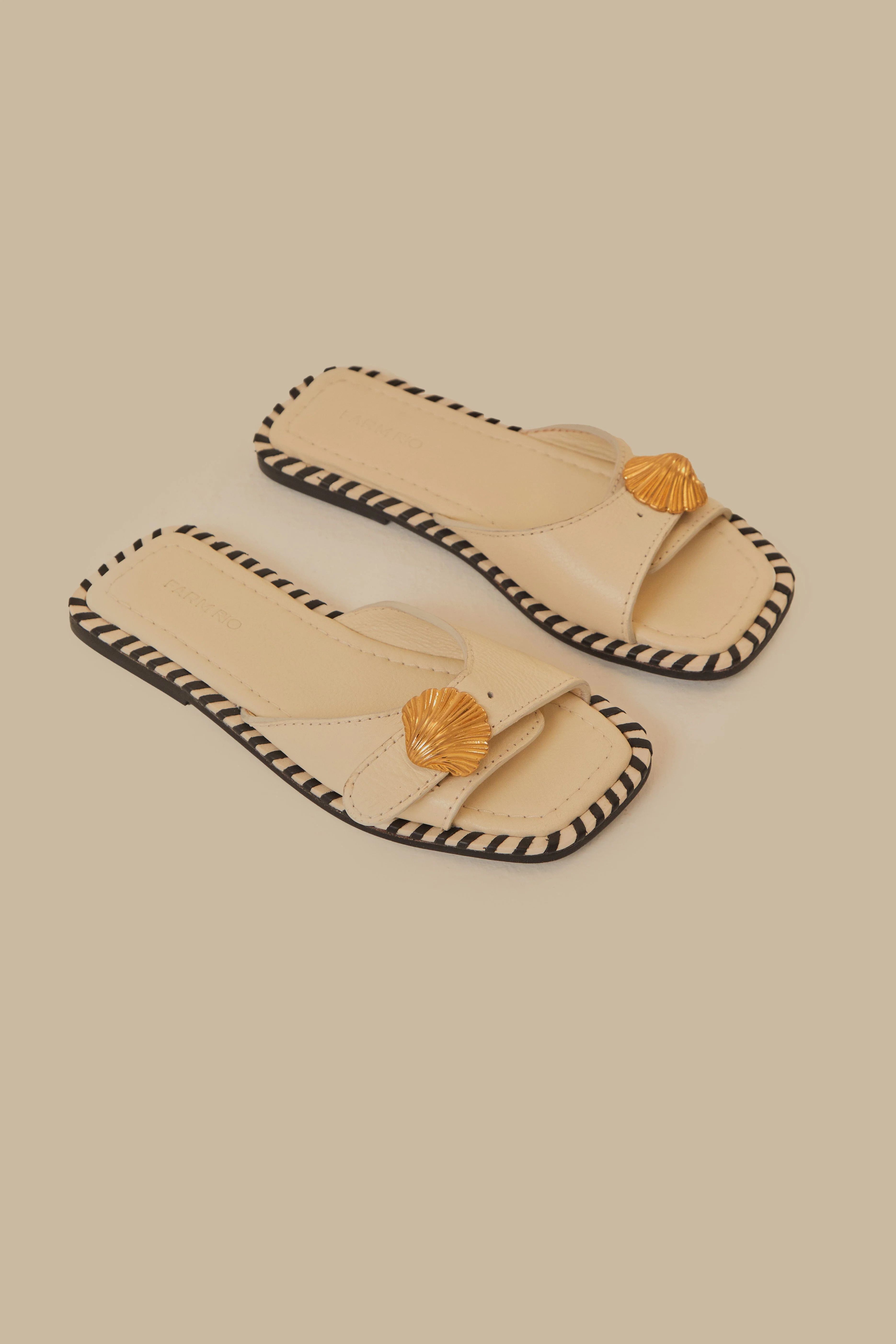 Off-White Slide Flat Sandal | FarmRio