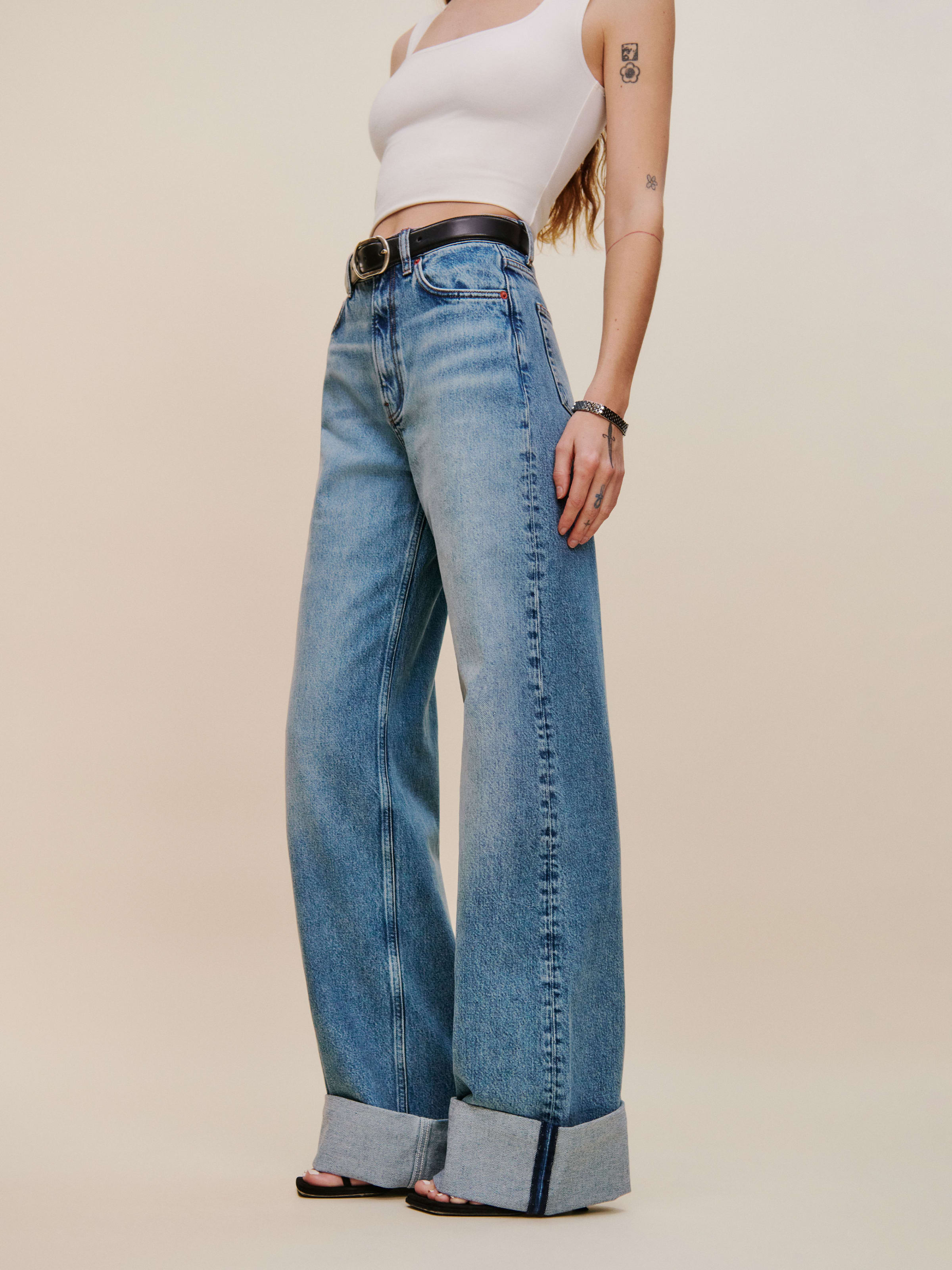Cary Cuffed High Rise Slouchy Wide Leg Jeans | Reformation (Global)