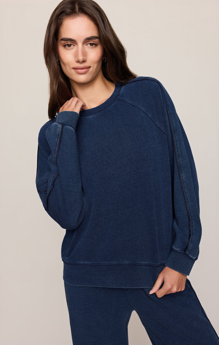 Sport Stripe Boyfriend Knit Denim Sweatshirt | Z Supply