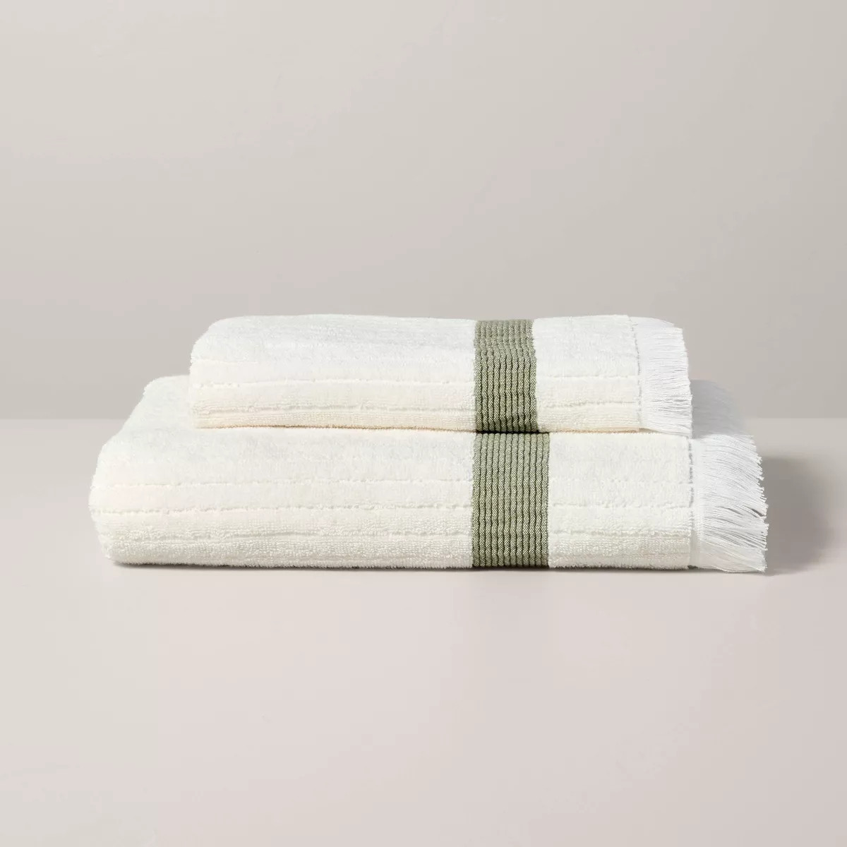 Textured Stripe Terry Bath Towel with Fringe - Hearth & Hand™ with Magnolia | Target