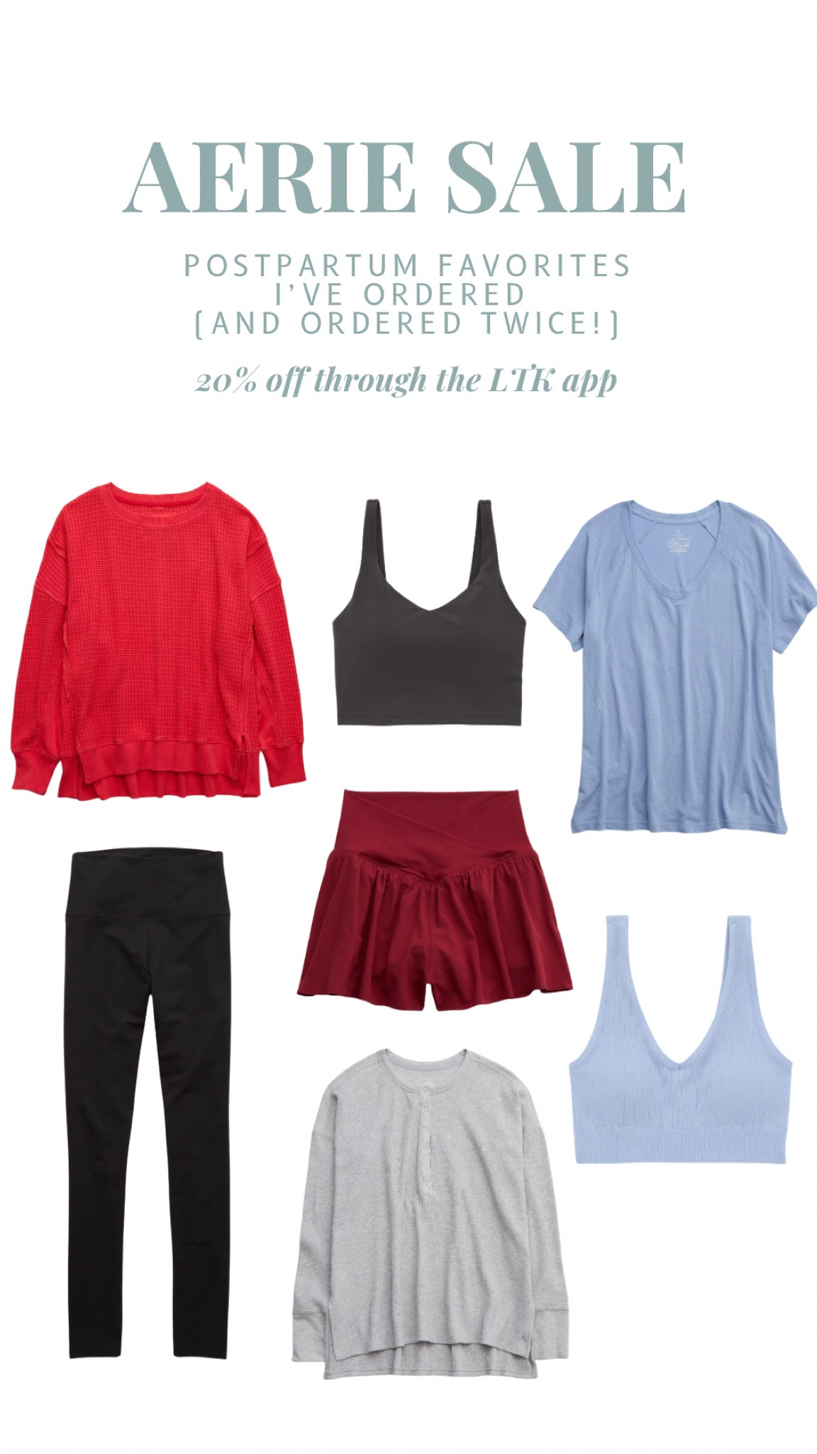 When I say I’ve been living in this Aerie pieces, I’ve ordered multiple versions of the same pieces so I have clean options without having to wash them every day. These are all super comfy items that I’ve been loving postpartum. Comfy for lounging at home but not pajamas so I can wear them out and about for a casual look with tennis shoes and on the go with the kids! Great for running errands, soccer games, the park or our morning walks. Everything is very breathable, flattering and has been great for nursing. 

#postpartum #postpartumclothes #fallsale #aerie #activewear #active #casual #momlife

#LTKBump #LTKFallSale #LTKBaby