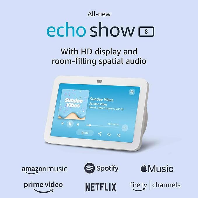 All-new Echo Show 8 (3rd Gen, 2023 release) | With Spatial Audio, Smart Home Hub, and Alexa | Gla... | Amazon (US)
