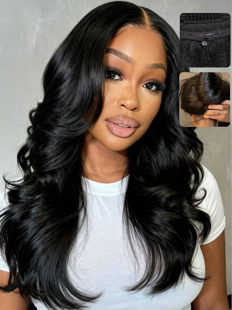 UNICE Butterfly Cut Body Wave 7x5 Lace Front Wigs Human Hair with Drawstring Face Framing Feather... | Amazon (US)