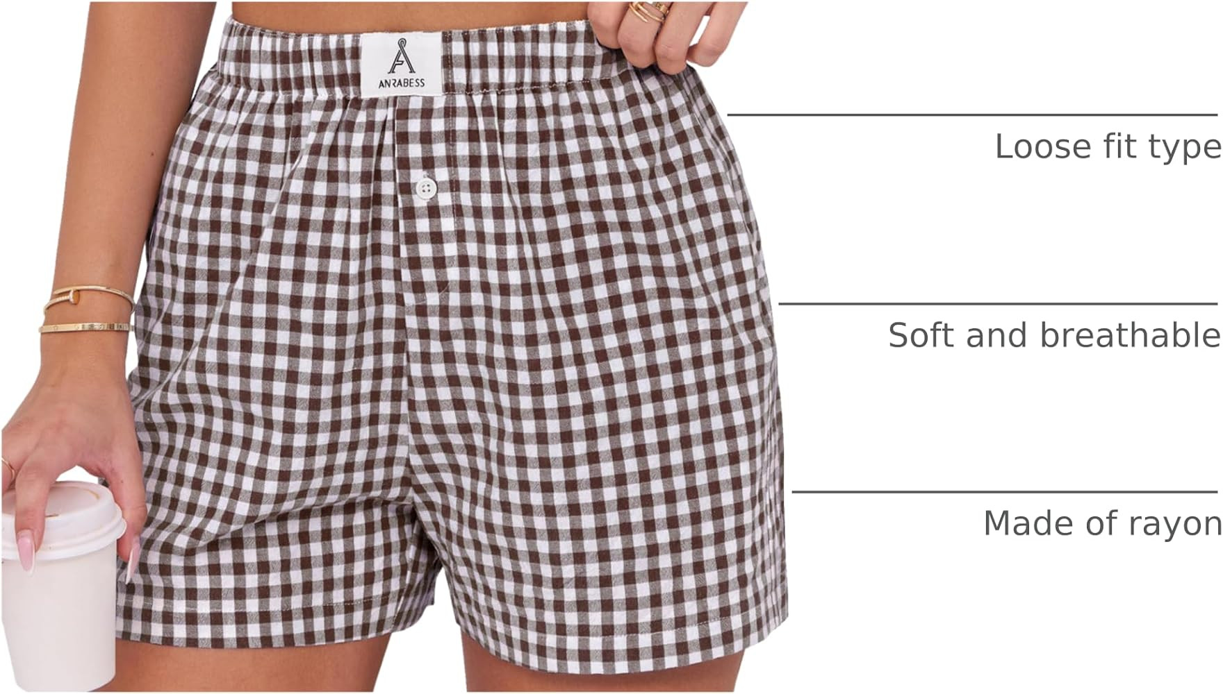 ANRABESS Gingham Plaid Shorts Boxer Shorts | Amazon (US)