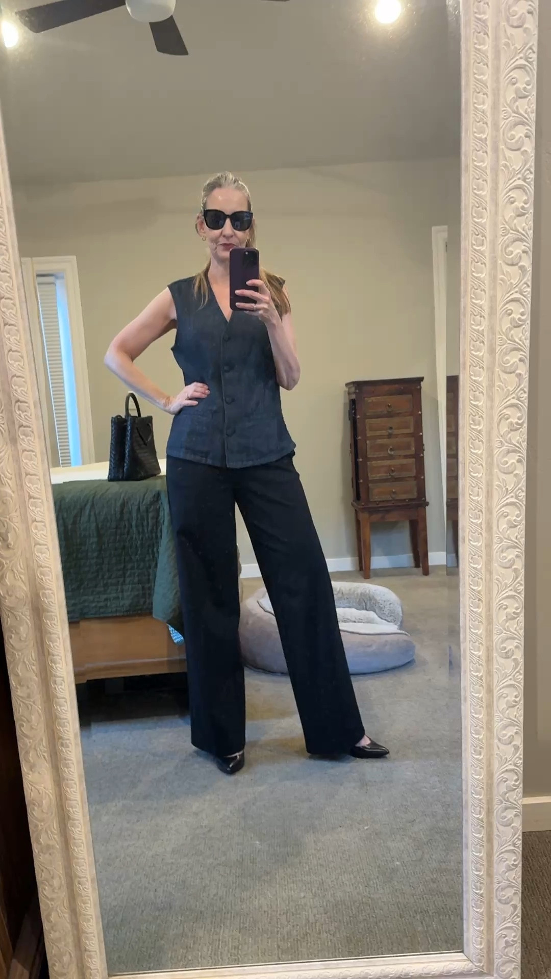 Flattering trousers and a denim vest that can be worn as a top or over a blouse or tee. Size down one size in trousers, size down in top if between sizes. #grwm #vest #trousers 

#LTKOver40 #LTKMidsize #LTKSeasonal