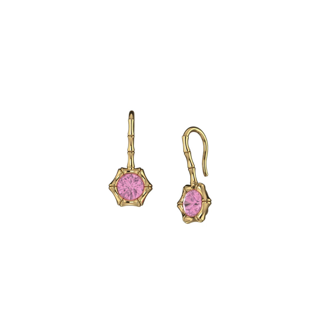 Bamboo Bezel Pink Sapphire Earrings | Henri Noel Fine Jewelry