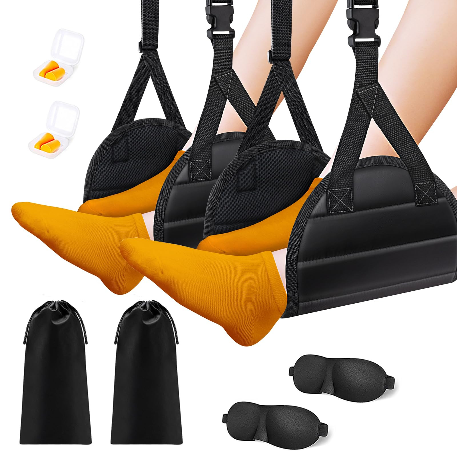 Airplane Foot Hammock, Foot Rest for Under Desk at Work, Length Adjustable Airplane Foot Rest, Tr... | Amazon (US)